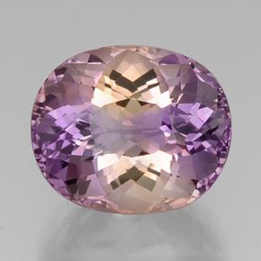 Ametrino bicolor natural de 14,07 ct, corte óvalo, VVS