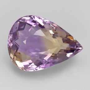 Ametrino bicolor natural de 14,61 ct, en forma de pera, VS