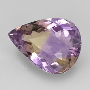 Ametrino bicolor natural de 14,61 ct, en forma de pera, VS