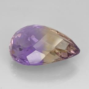 Ametrino bicolor natural de 14,61 ct, en forma de pera, VS