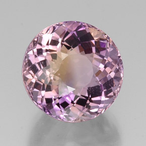 Ametrino bicolor natural de 13,98 ct, corte redondo, VVS