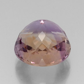 Ametrino bicolor natural de 13,98 ct, corte redondo, VVS