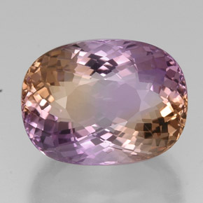 Ametrino bicolor natural de 21,20 ct, corte óvalo, VVS