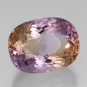 Ametrino bicolor natural de 21,20 ct, corte óvalo, VVS