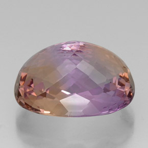 Ametrino bicolor natural de 21,20 ct, corte óvalo, VVS