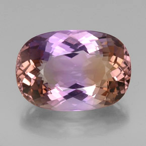 Ametrino bicolor natural de 25,08 ct, corte óvalo, VVS