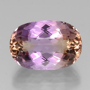 Ametrino bicolor natural de 16,93 ct, corte óvalo, VS