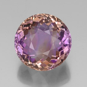 Ametrino bicolor natural de 16,30 ct, corte redondo, VVS