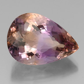 Ametrino bicolor natural de 22,41 ct, en forma de pera, VVS