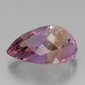 Ametrino bicolor natural de 22,41 ct, en forma de pera, VVS
