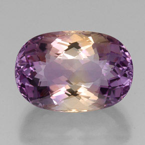 Ametrino bicolor natural de 19,00 ct, corte óvalo, VVS