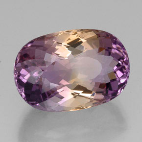Ametrino bicolor natural de 19,00 ct, corte óvalo, VVS