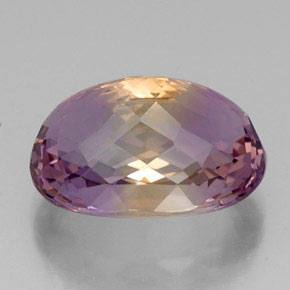 Ametrino bicolor natural de 19,00 ct, corte óvalo, VVS