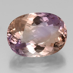 Ametrino bicolor natural de 17,90 ct, corte óvalo, IF