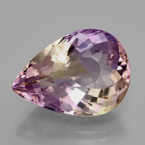 Ametrino bicolor natural de 13,77 ct, en forma de pera, VVS