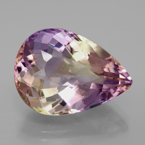Ametrino bicolor natural de 13,77 ct, en forma de pera, VVS
