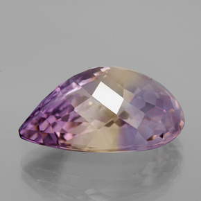 Ametrino bicolor natural de 13,77 ct, en forma de pera, VVS