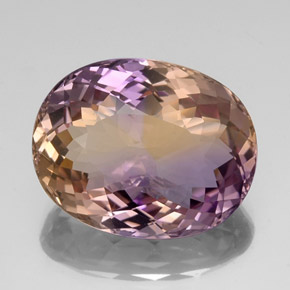 Ametrino bicolor natural de 21,60 ct, corte óvalo, VVS