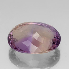 Ametrino bicolor natural de 21,60 ct, corte óvalo, VVS