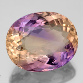 Ametrino bicolor natural de 12,15 ct, corte óvalo, VS