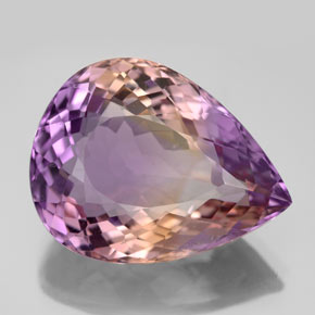Ametrino bicolor natural de 13,91 ct, en forma de pera, VS