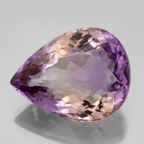 Ametrino bicolor natural de 13,91 ct, en forma de pera, VS