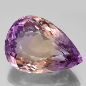 Ametrino bicolor natural de 15,99 ct, en forma de pera, VS