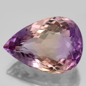Ametrino bicolor natural de 15,99 ct, en forma de pera, VS