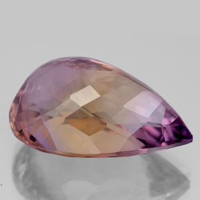 Ametrino bicolor natural de 15,99 ct, en forma de pera, VS