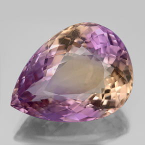 Ametrino bicolor natural de 16,46 ct, en forma de pera, VVS