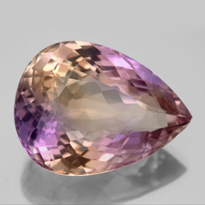 Ametrino bicolor natural de 16,46 ct, en forma de pera, VVS