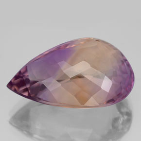 Ametrino bicolor natural de 16,46 ct, en forma de pera, VVS