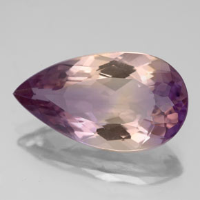 Ametrino bicolor natural de 6,36 ct, en forma de pera, VVS