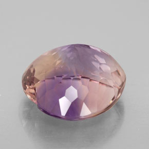 Ametrino bicolor natural de 9,41 ct, forma de corazón, VS