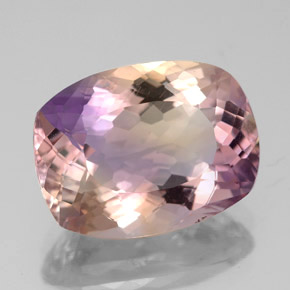 Ametrino bicolor natural de 6,44 ct, corte cojín, VVS-VS