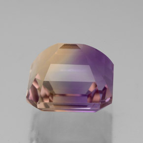 Ametrino bicolor natural de 5,50 ct, corte esmeralda, VVS