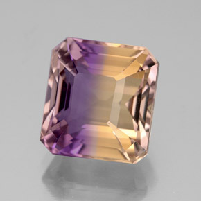 Ametrino bicolor natural de 5,47 ct, corte esmeralda, VS-SI
