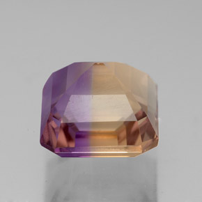 Ametrino bicolor natural de 5,47 ct, corte esmeralda, VS-SI