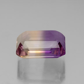 Ametrino bicolor natural de 4,72 ct, corte esmeralda, VS