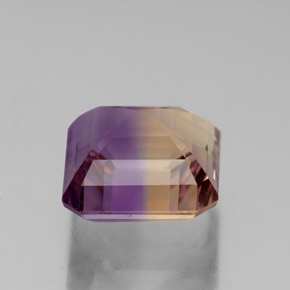 Ametrino bicolor natural de 4,36 ct, corte esmeralda, VS