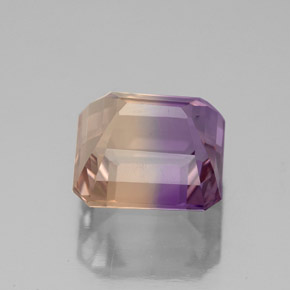 Ametrino bicolor natural de 3,53 ct, corte esmeralda, VS