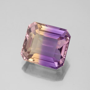 Ametrino bicolor natural de 2,97 ct, corte esmeralda, VS