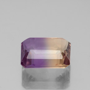 Ametrino bicolor natural de 2,76 ct, corte esmeralda, VS