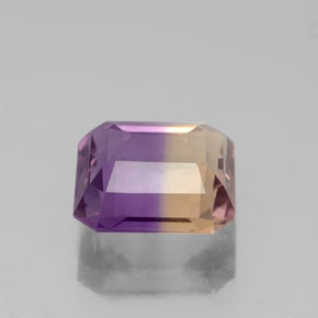 Ametrino bicolor natural de 3,06 ct, corte esmeralda, VS