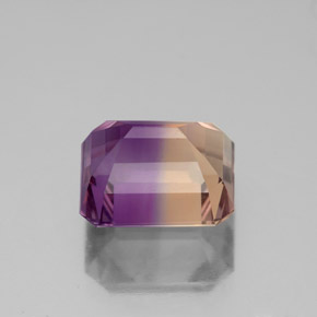Ametrino bicolor natural de 3,11 ct, corte esmeralda, VVS