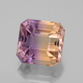 Ametrino bicolor natural de 5,98 ct, corte esmeralda, VVS-VS