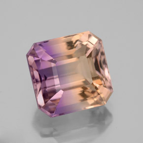 Ametrino bicolor natural de 5,98 ct, corte esmeralda, VVS-VS
