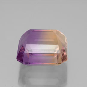 Ametrino bicolor natural de 5,58 ct, corte esmeralda, VS