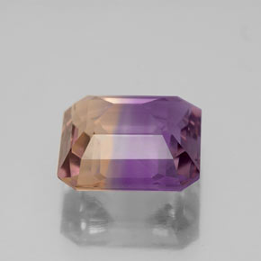 Ametrino bicolor natural de 4,13 ct, corte esmeralda, VS-SI