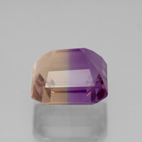 Ametrino bicolor natural de 4,48 ct, corte esmeralda, VS